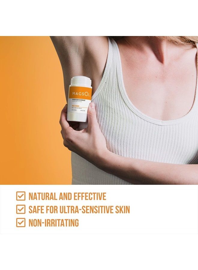 MAGSOL Natural Deodorant for Women & Men - Womens Deodorant with Magnesium - Perfect for Ultra Sensitive Skin, Aluminum Free Deodorant for Women, Baking Soda Free (Sweet Orange)