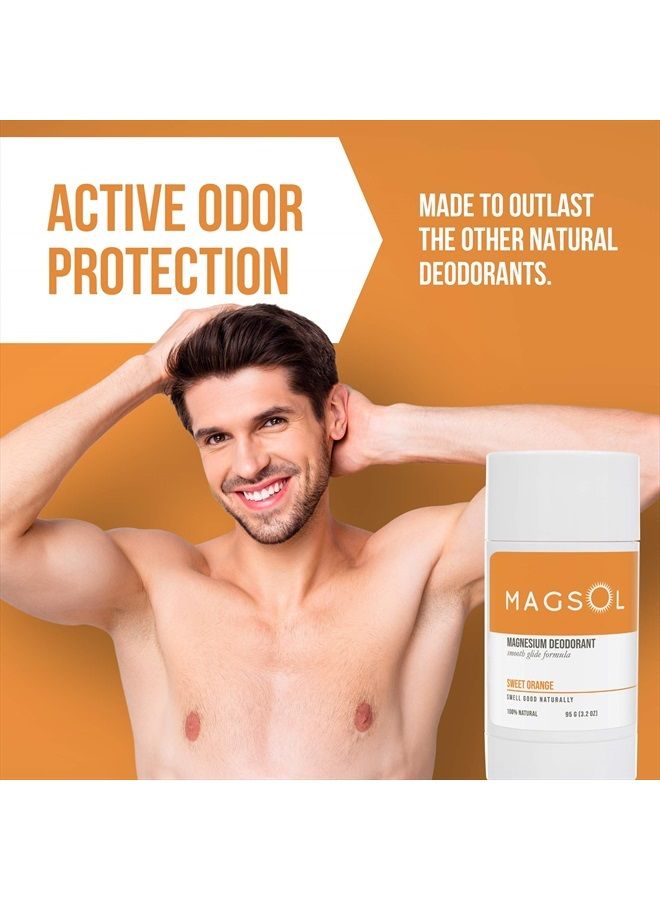MAGSOL Natural Deodorant for Women & Men - Womens Deodorant with Magnesium - Perfect for Ultra Sensitive Skin, Aluminum Free Deodorant for Women, Baking Soda Free (Sweet Orange)