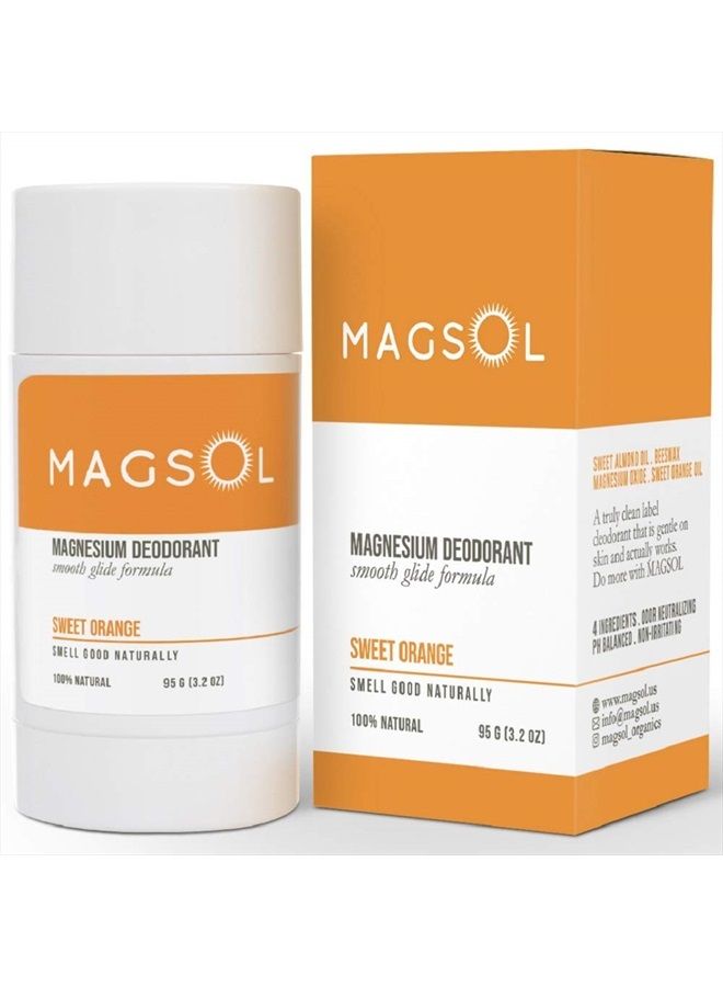 MAGSOL Natural Deodorant for Women & Men - Womens Deodorant with Magnesium - Perfect for Ultra Sensitive Skin, Aluminum Free Deodorant for Women, Baking Soda Free (Sweet Orange)
