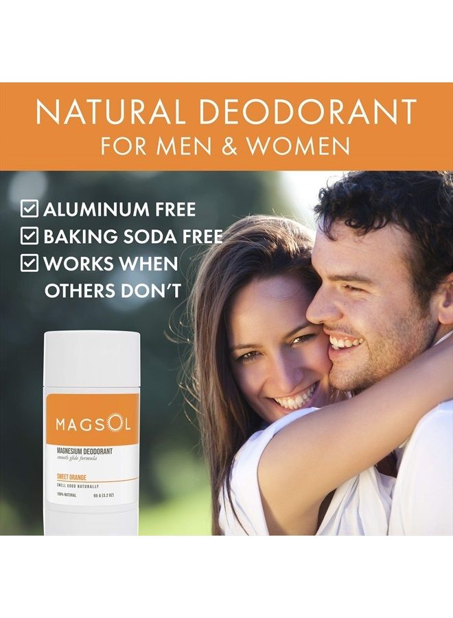 MAGSOL Natural Deodorant for Women & Men - Womens Deodorant with Magnesium - Perfect for Ultra Sensitive Skin, Aluminum Free Deodorant for Women, Baking Soda Free (Sweet Orange)