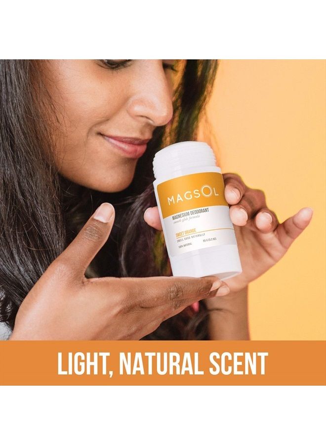 MAGSOL Natural Deodorant for Women & Men - Womens Deodorant with Magnesium - Perfect for Ultra Sensitive Skin, Aluminum Free Deodorant for Women, Baking Soda Free (Sweet Orange)