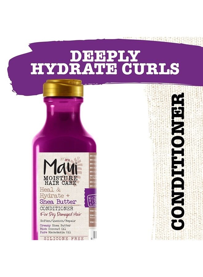 Heal & Hydrate + Shea Butter Conditioner to Repair & Deeply Moisturize Tight Curly Hair with Coconut & Macademia Oils, Vegan, Silicone, Paraben & Sulfate-Free, 13 fl oz