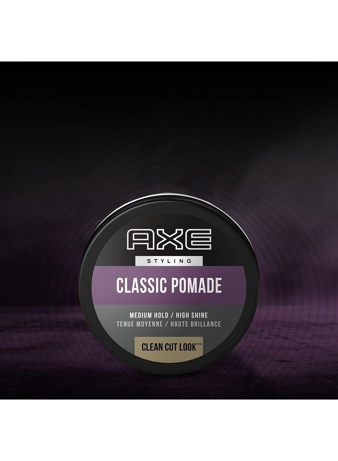 Axe Styling Look Classic Pomade Medium Hold and Natural Finish Clean Cut Look, Classic Axe Hair Pomade For Easy To Style Hair 2.64oz (Pack of 2)