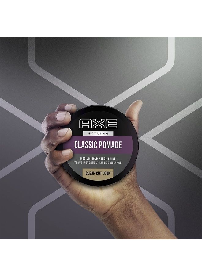 Axe Styling Look Classic Pomade Medium Hold and Natural Finish Clean Cut Look, Classic Axe Hair Pomade For Easy To Style Hair 2.64oz (Pack of 2)