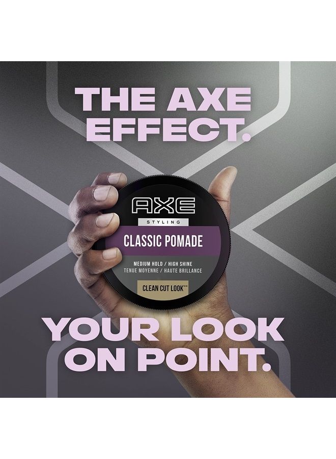 Axe Styling Look Classic Pomade Medium Hold and Natural Finish Clean Cut Look, Classic Axe Hair Pomade For Easy To Style Hair 2.64oz (Pack of 2)