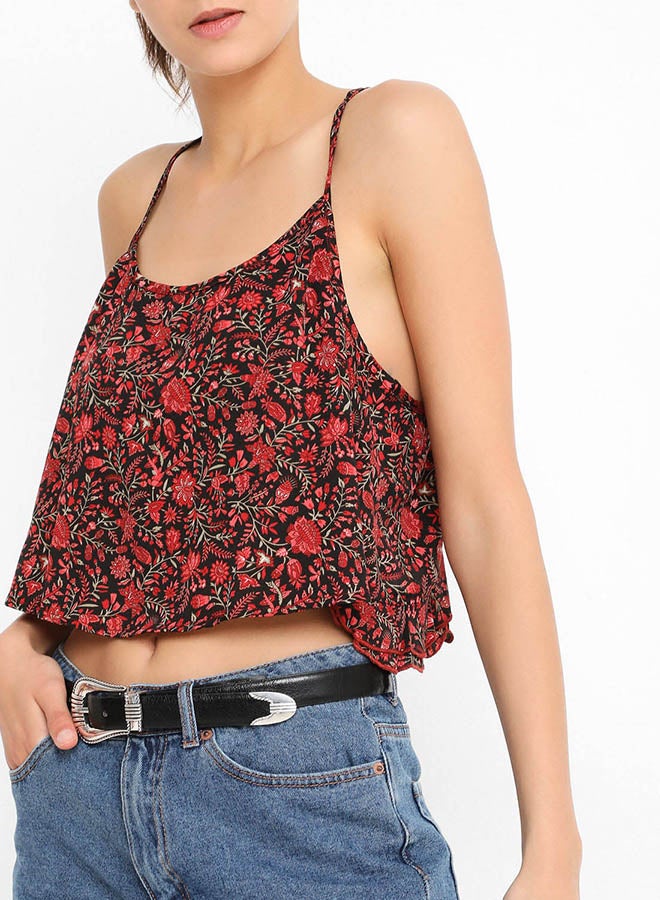 Floral Tulip Back Crop Top Multicolour