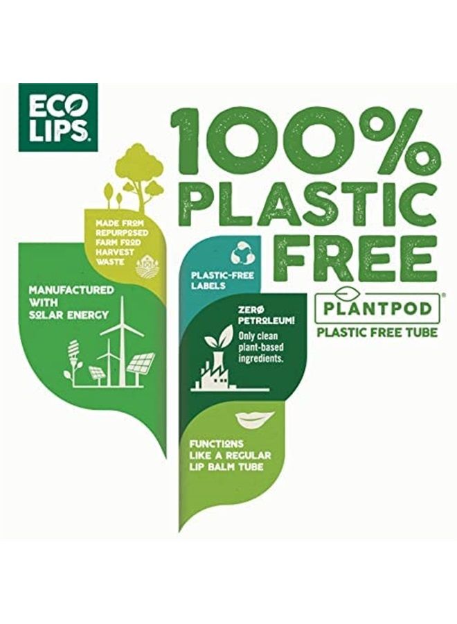 Bee Free Vegan Unscented 100% Natural Lip Balm - Soothe and Moisturize Dry, Cracked and Chapped Lips - 100% Plastic-Free Plant Pod Packaging - Made in USA (6 Tubes)