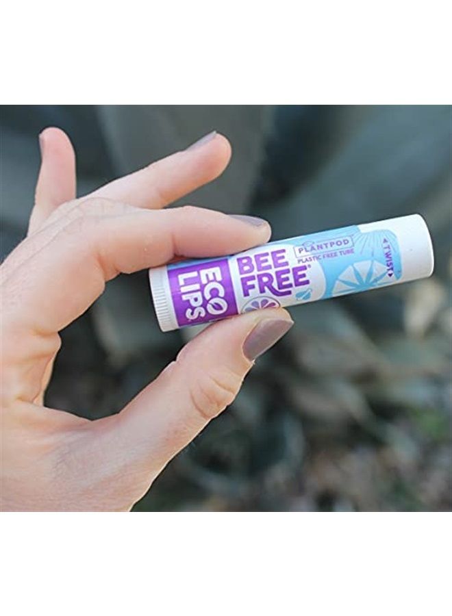 Bee Free Vegan Unscented 100% Natural Lip Balm - Soothe and Moisturize Dry, Cracked and Chapped Lips - 100% Plastic-Free Plant Pod Packaging - Made in USA (6 Tubes)