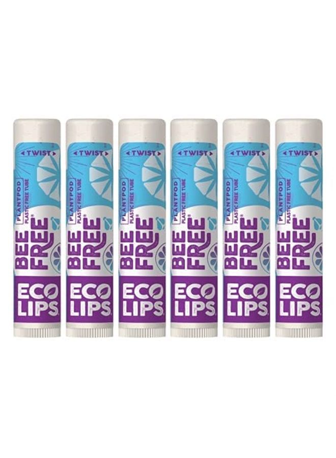 Bee Free Vegan Unscented 100% Natural Lip Balm - Soothe and Moisturize Dry, Cracked and Chapped Lips - 100% Plastic-Free Plant Pod Packaging - Made in USA (6 Tubes)