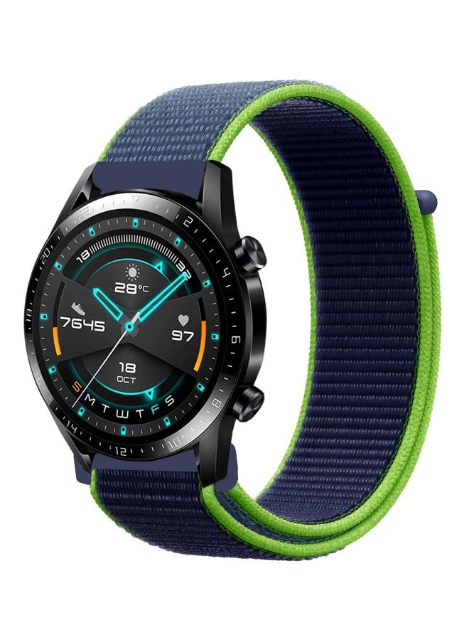 Replacement Band For Huawei Watch GT 2 - 46mm Blue/Neon Lime Green