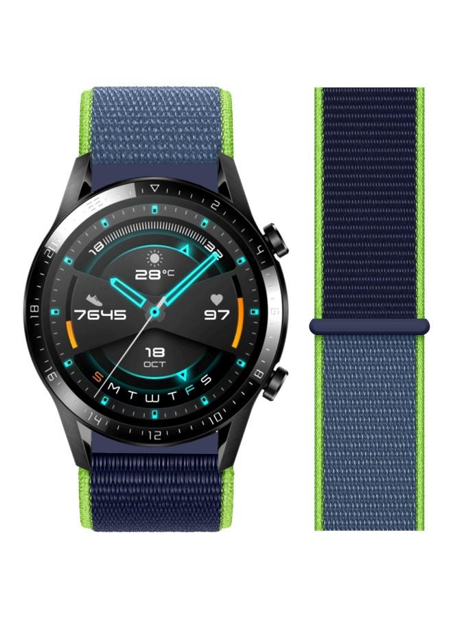 Replacement Band For Huawei Watch GT 2 - 46mm Blue/Neon Lime Green