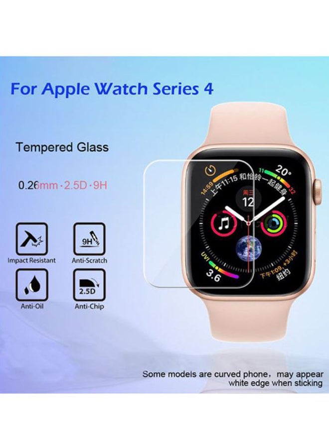 3-Piece Tempered Glass Screen Protector Film For Apple Watch Series 4 44mm Clear