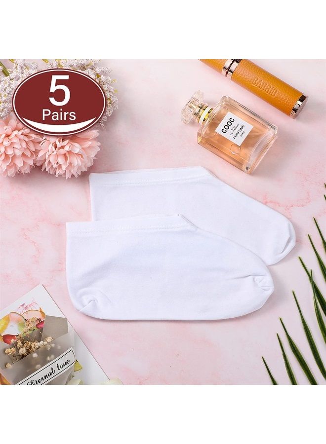 5 Pairs Moisturizing Socks Overnight Spa Socks for Dry Feet, Moisture Enhancing Socks, Cosmetic Moisturizing Socks for Women and Men, White