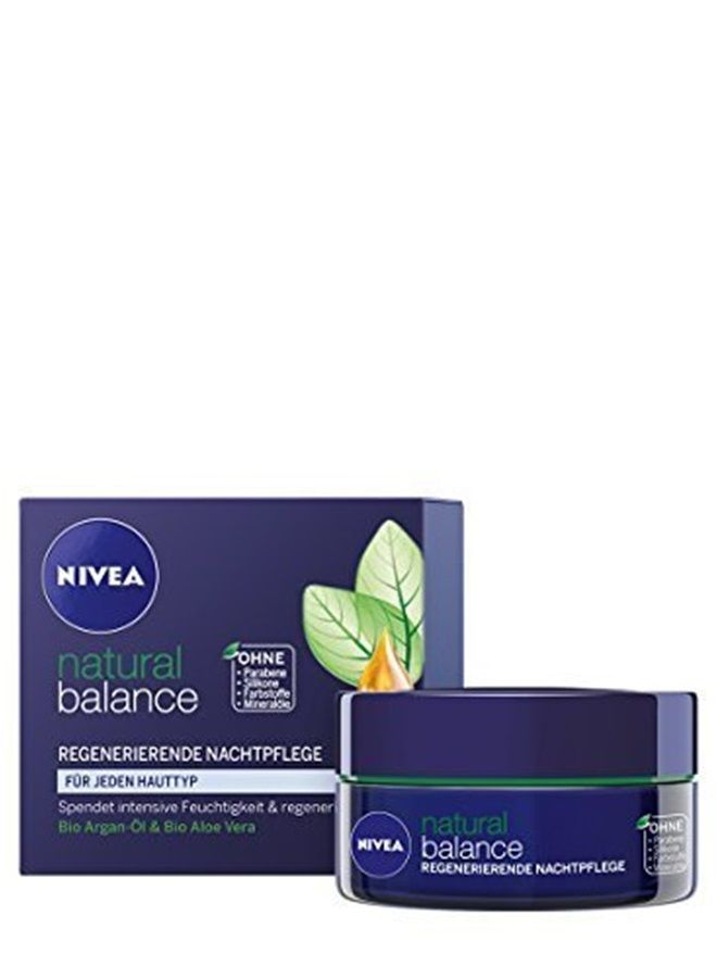 Genuine Authentic german Nivea Natural Balance Regenerating Night Care Face Cream for all skin types 1.7fl oz. (50ml) - Imported from Germany