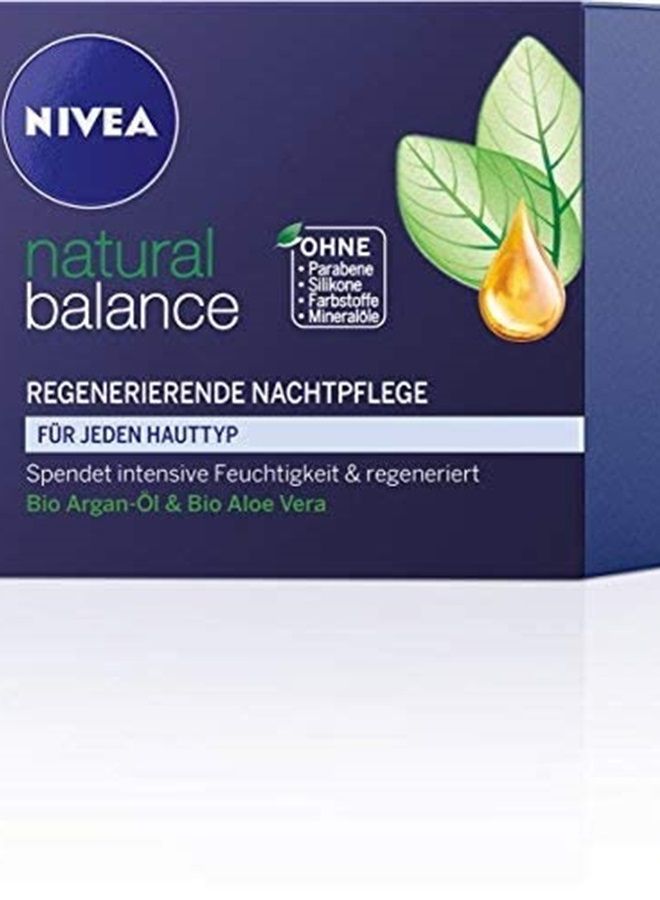 Genuine Authentic german Nivea Natural Balance Regenerating Night Care Face Cream for all skin types 1.7fl oz. (50ml) - Imported from Germany