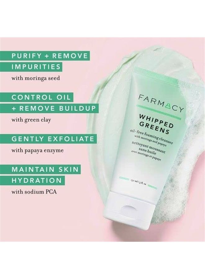Whipped Greens Face Wash - Oil Free Foaming Facial Cleanser for Combination and Oily Skin (5.0 Fl Oz)
