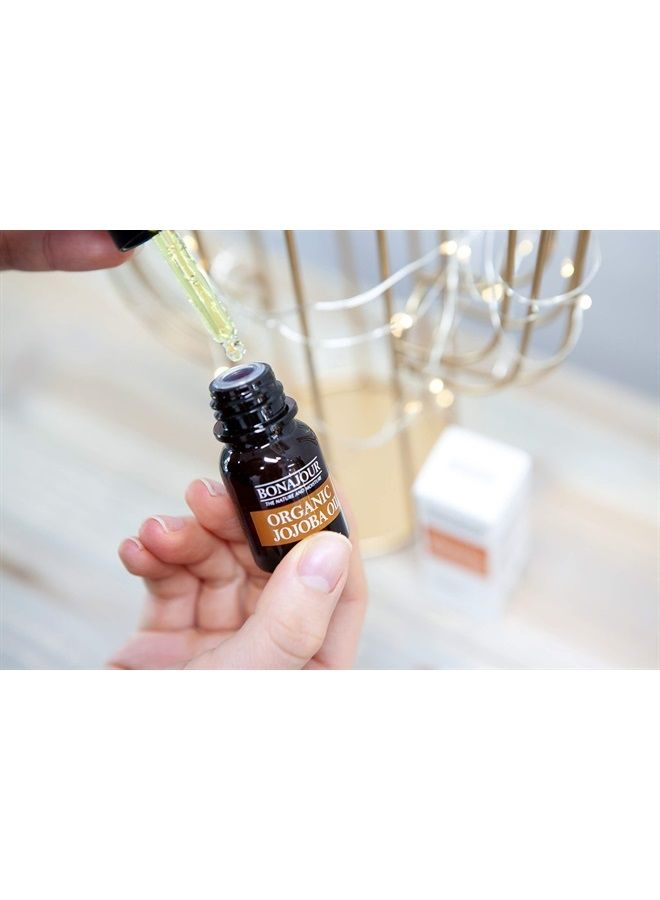 ] vegan 100% Organic Eco-cert Jojoba Facial Oil for Dry Skin - High Moisturizing Carrier Oil 0.4 fl. oz