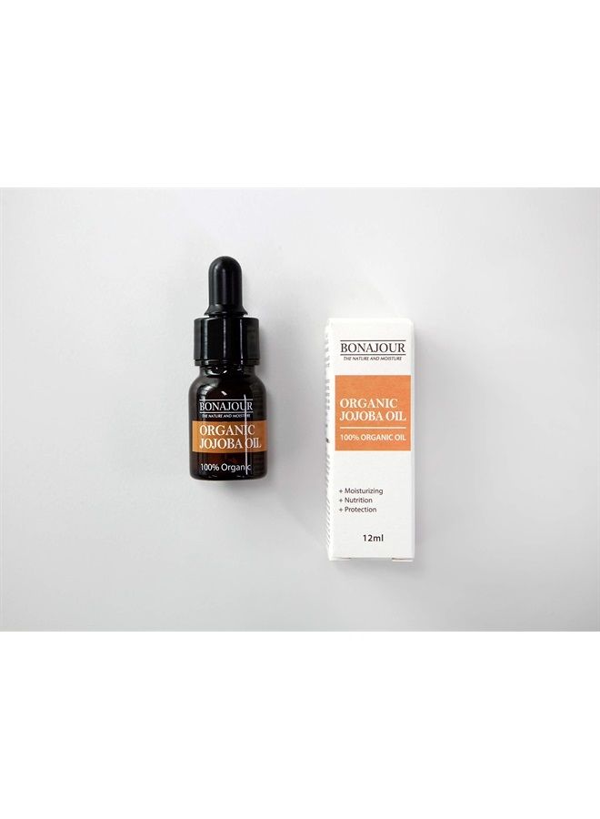 ] vegan 100% Organic Eco-cert Jojoba Facial Oil for Dry Skin - High Moisturizing Carrier Oil 0.4 fl. oz