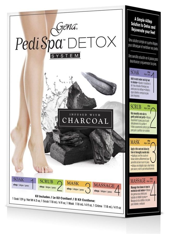Pedi Spa Detox Black Charcoal for Feet Detox and Rejuvenation, 4pc Kit
