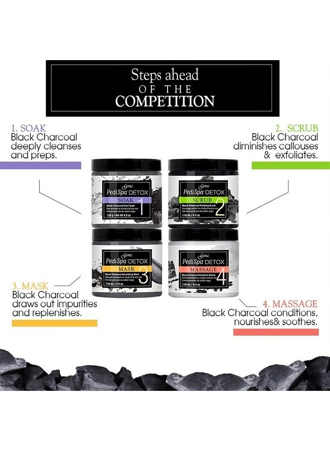 Pedi Spa Detox Black Charcoal for Feet Detox and Rejuvenation, 4pc Kit