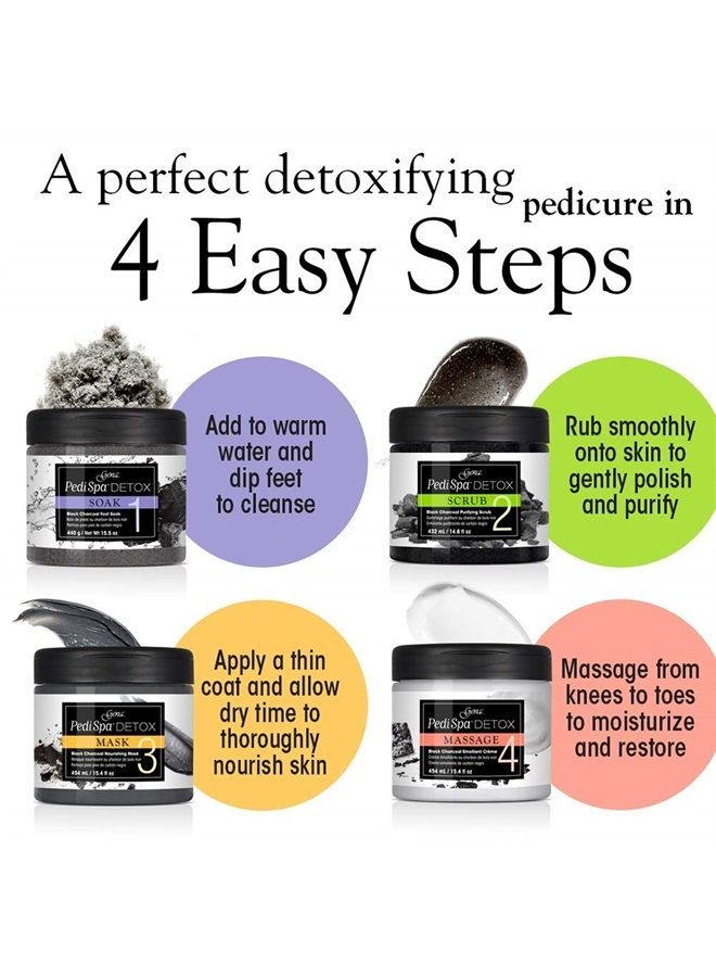 Pedi Spa Detox Black Charcoal for Feet Detox and Rejuvenation, 4pc Kit