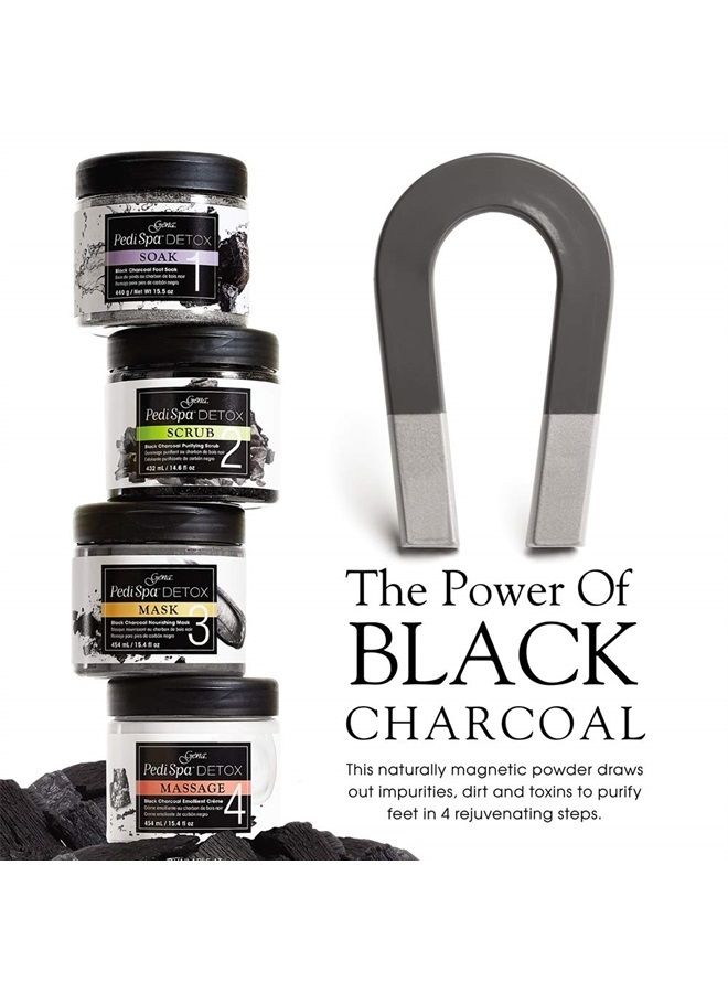 Pedi Spa Detox Black Charcoal for Feet Detox and Rejuvenation, 4pc Kit