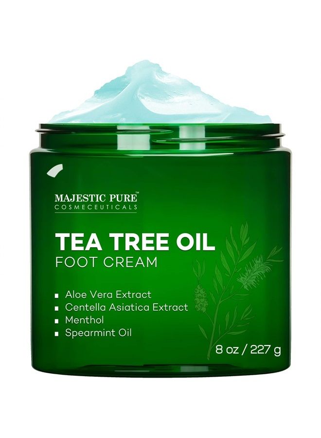 Athletes Foot Cream with Tea Tree Oil, Aloe & Spearmint - Hydrates, Softens & Conditions Dry Cracked Feet, Heel and Calluses,- Helps Soothe Irritated Skin - 8 oz