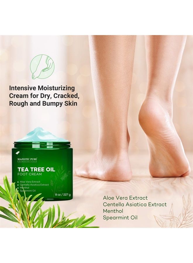 Athletes Foot Cream with Tea Tree Oil, Aloe & Spearmint - Hydrates, Softens & Conditions Dry Cracked Feet, Heel and Calluses,- Helps Soothe Irritated Skin - 8 oz
