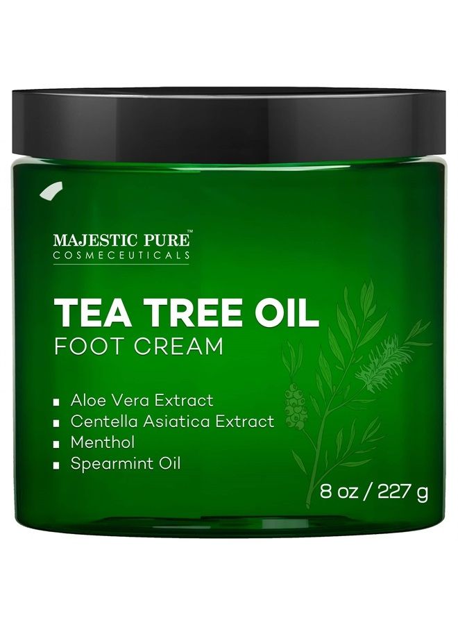 Athletes Foot Cream with Tea Tree Oil, Aloe & Spearmint - Hydrates, Softens & Conditions Dry Cracked Feet, Heel and Calluses,- Helps Soothe Irritated Skin - 8 oz