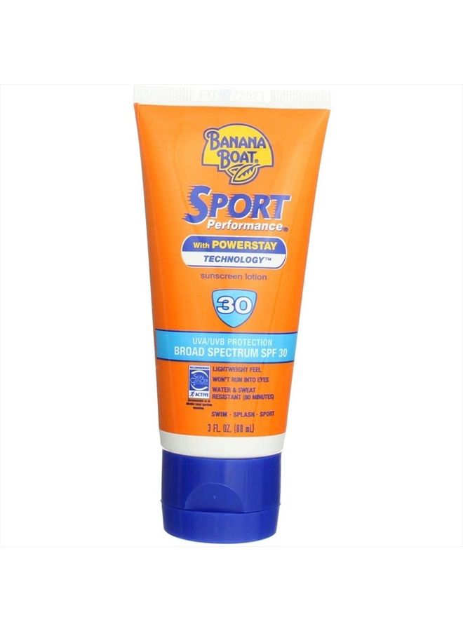 Sport Performance Sunscreen Lotion Travel Size SPF 30, 3 Oz
