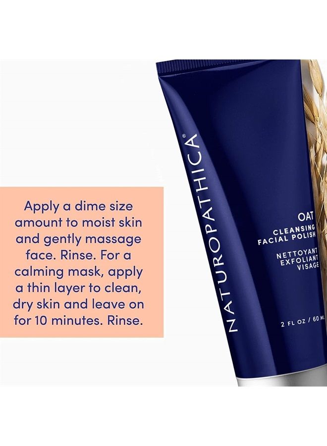 Oat Cleansing Facial Polish - 3-in-1 Cleanser, Scrub & Mask - Daily Exfoliator for All Skin Types - Vegan, Made in USA, 2 oz. (60 ml)