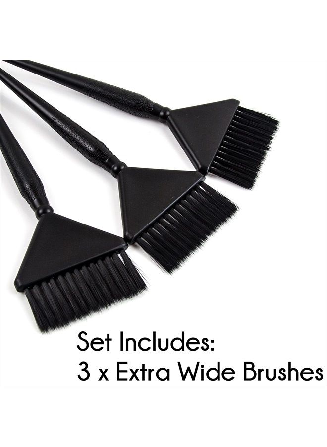 3 Extra Wide Hair Dye Brushes - Hair Color Brush Applicator Set - Hair Dye Brush Applicator - Hair Coloring Brush - Hair Root Touch Up Brush (Black)