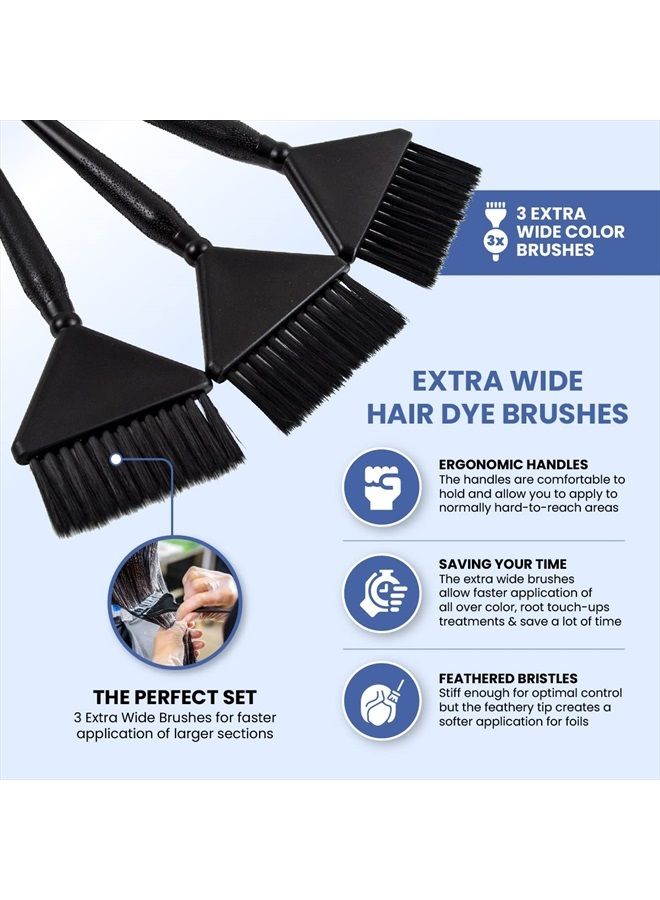 3 Extra Wide Hair Dye Brushes - Hair Color Brush Applicator Set - Hair Dye Brush Applicator - Hair Coloring Brush - Hair Root Touch Up Brush (Black)