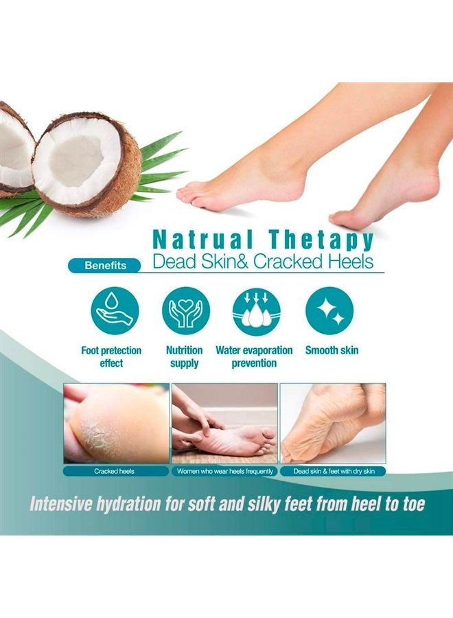 Intensive Repairing Foot Mask for Dry foot and Cracked heel and callus (Socks-6pk) Foot Spa masks | Coconut Oil + Milk Extract + Hyaluronic Acid. Mothers Day GIfts