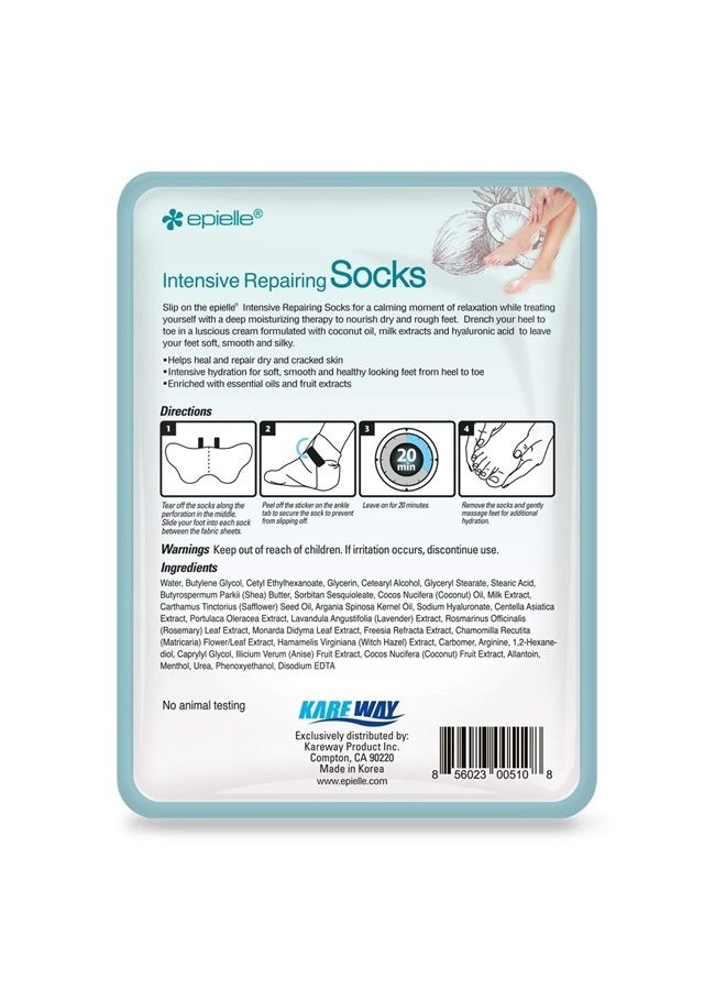 Intensive Repairing Foot Mask for Dry foot and Cracked heel and callus (Socks-6pk) Foot Spa masks | Coconut Oil + Milk Extract + Hyaluronic Acid. Mothers Day GIfts