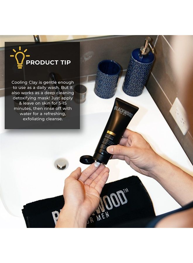Cooling Clay Face Wash - Activated Charcoal, Menthol, & Tanakura Clay Cleanser & Mask for Deep Cleansing & Acne Treatment - Sulfate Free, Paraben Free, & Cruelty Free (7.41 oz)