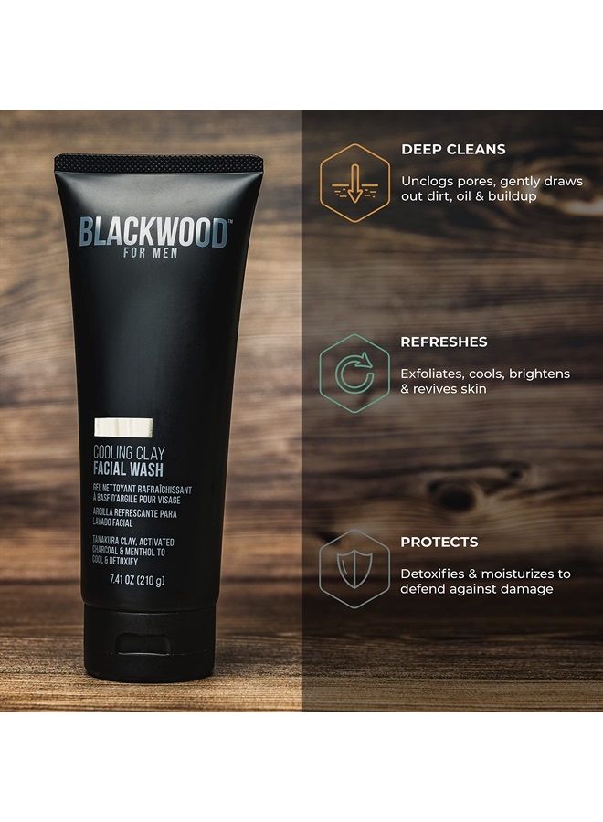 Cooling Clay Face Wash - Activated Charcoal, Menthol, & Tanakura Clay Cleanser & Mask for Deep Cleansing & Acne Treatment - Sulfate Free, Paraben Free, & Cruelty Free (7.41 oz)