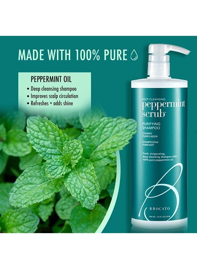 Peppermint Scrub Purifying Shampoo, Deep Cleansing, 32 Oz. | Fresh, Invigorating, & Lightweight with Pure Peppermint Oil | Ideal for Oily to Normal Hair Types | Sulfate & Paraben Free