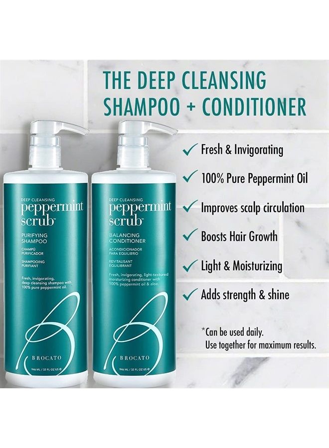Peppermint Scrub Purifying Shampoo, Deep Cleansing, 32 Oz. | Fresh, Invigorating, & Lightweight with Pure Peppermint Oil | Ideal for Oily to Normal Hair Types | Sulfate & Paraben Free