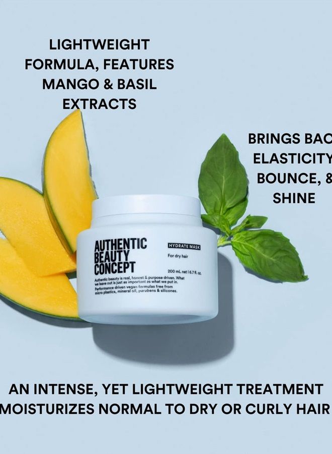 Hydrate Mask | Normal To Dry or Curly Hair | Add Moisture & Shine | Vegan & Cruelty-free | Silicone-free | 6.7 fl. oz.