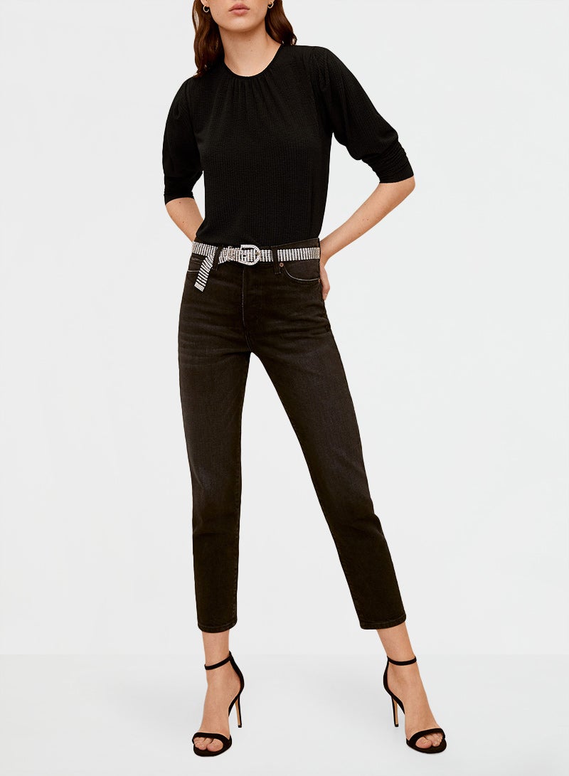 Textured Blouse Black