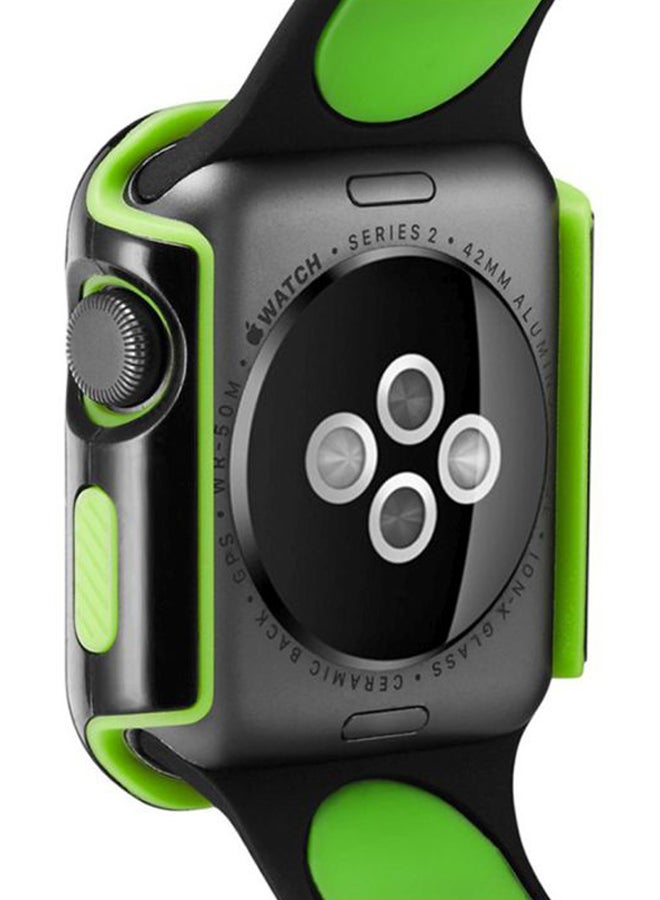 Protective Bumper Case Cover For Apple Watch Series 3 38mm Black/Green