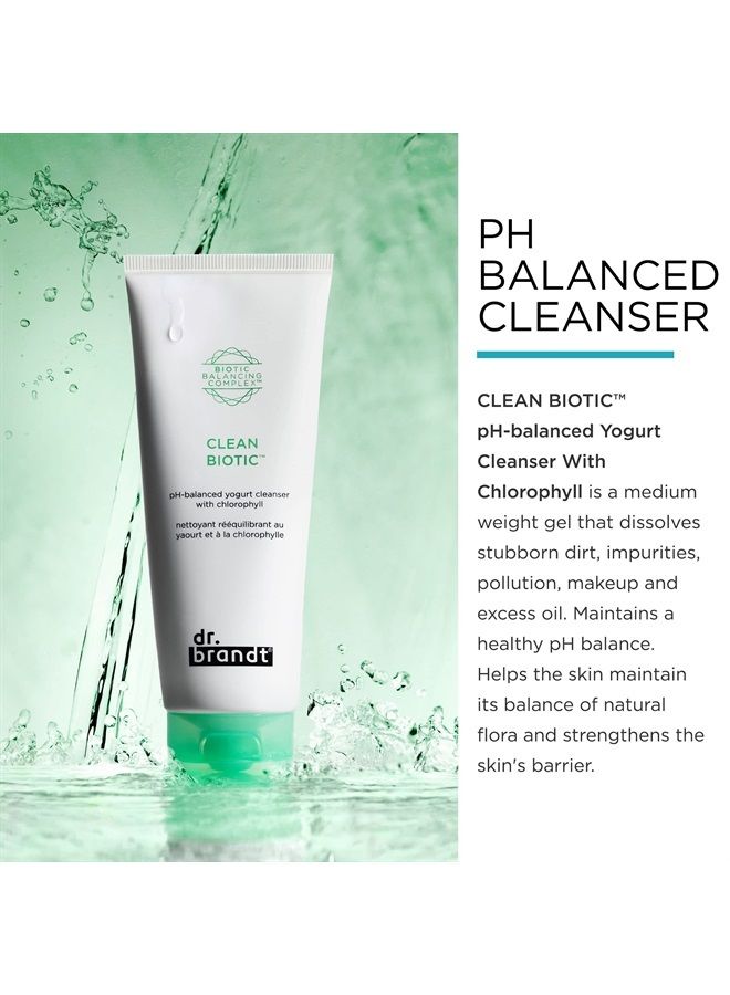 Dr. Brandt Clean Biotic pH-Balanced Yogurt Cleanser with Chlorophyll. Dissolves Impurities and Excess Oil while Strengthening Skin Barrier. Uses Chlorophyll to help Detoxify Skin (3.5 fl oz)