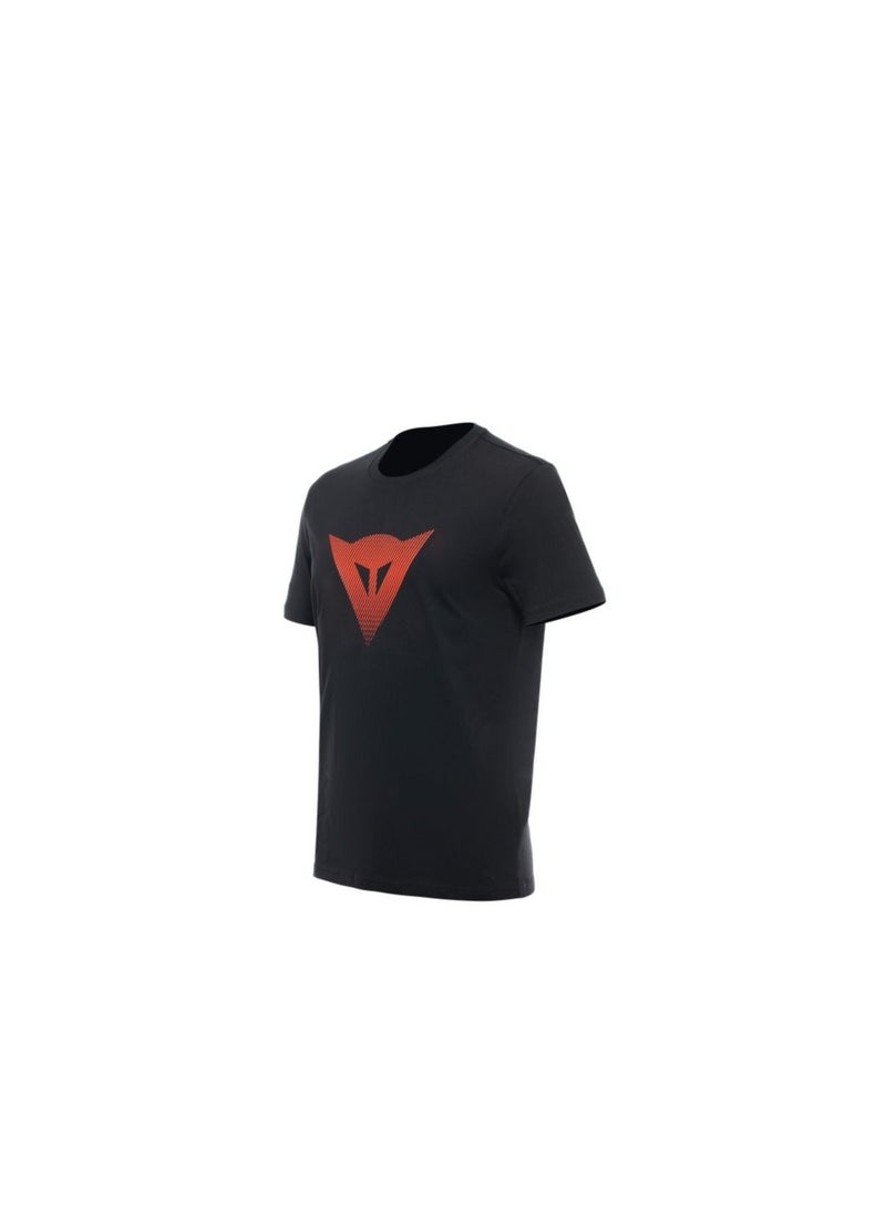DAINESE T-SHIRT LOGO BLACK/FLUO-RED