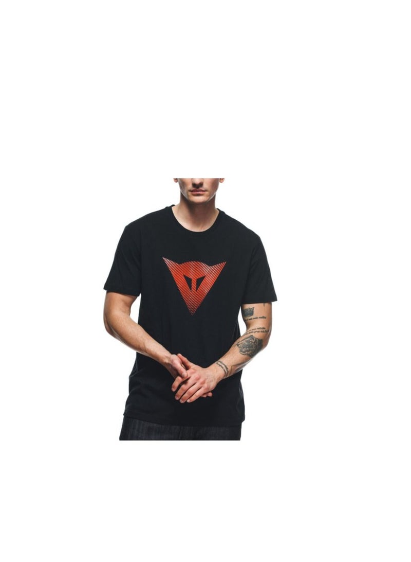 DAINESE T-SHIRT LOGO BLACK/FLUO-RED
