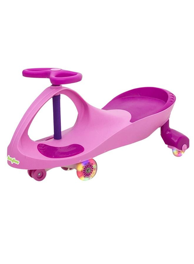 Baybee Unicorn Baby Ride on Push Magic Swing Cars for Kids Car with Scratch Free Flashing Led Pu Wheels Ride on Push Car for Kids 3 to 8 Years Boys Girls Pink
