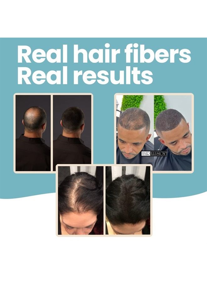 Black Real Hair Fibers for Thinning Hair - 100% Natural Texture, Non Synthetic Hair Fibers - Bald Spot Cover Up for Women & Men - 18 Gram