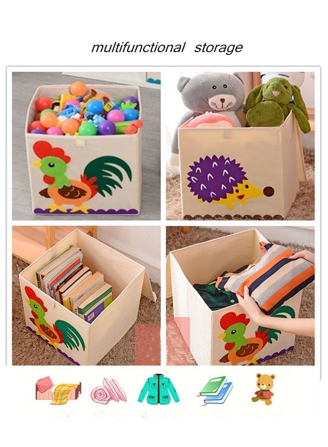 Lidded Storage Bin Large and Foldable Organizer Box for Kid's Toy Book and Cloth Multi-use Basket For Home and Nursery