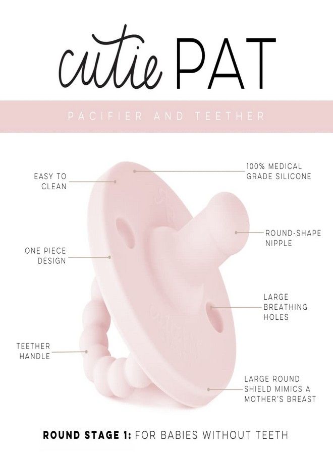 Ryan & Rose Cutie PAT Pacifier Teether (Stage 1, Pink)