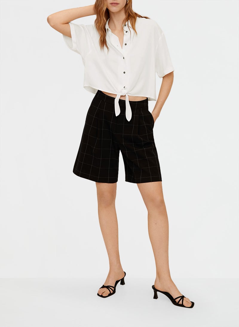 Knot Detail Cropped Blouse White